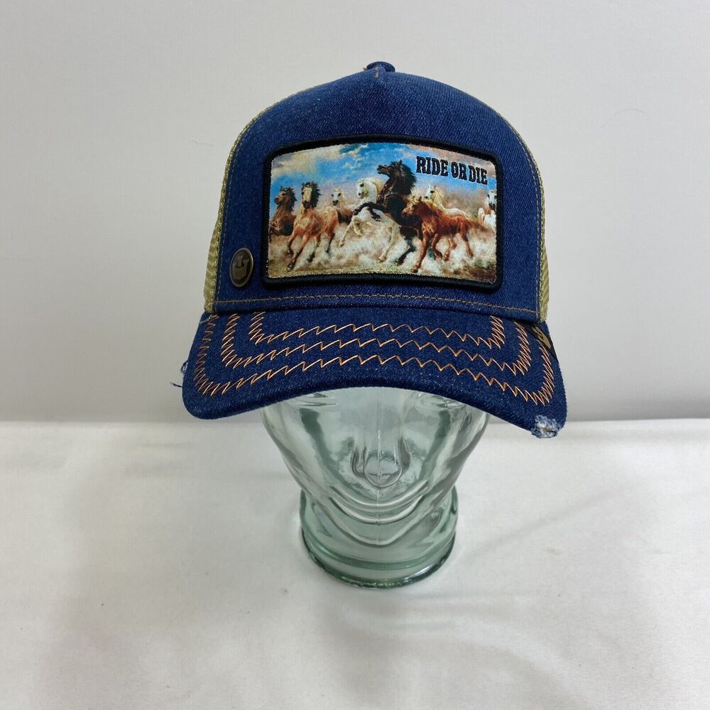 Ride Or Die Western Rodeo Hat Goorin Bros The Farm Trucker American Snapback Cap - Picture 8 of 16